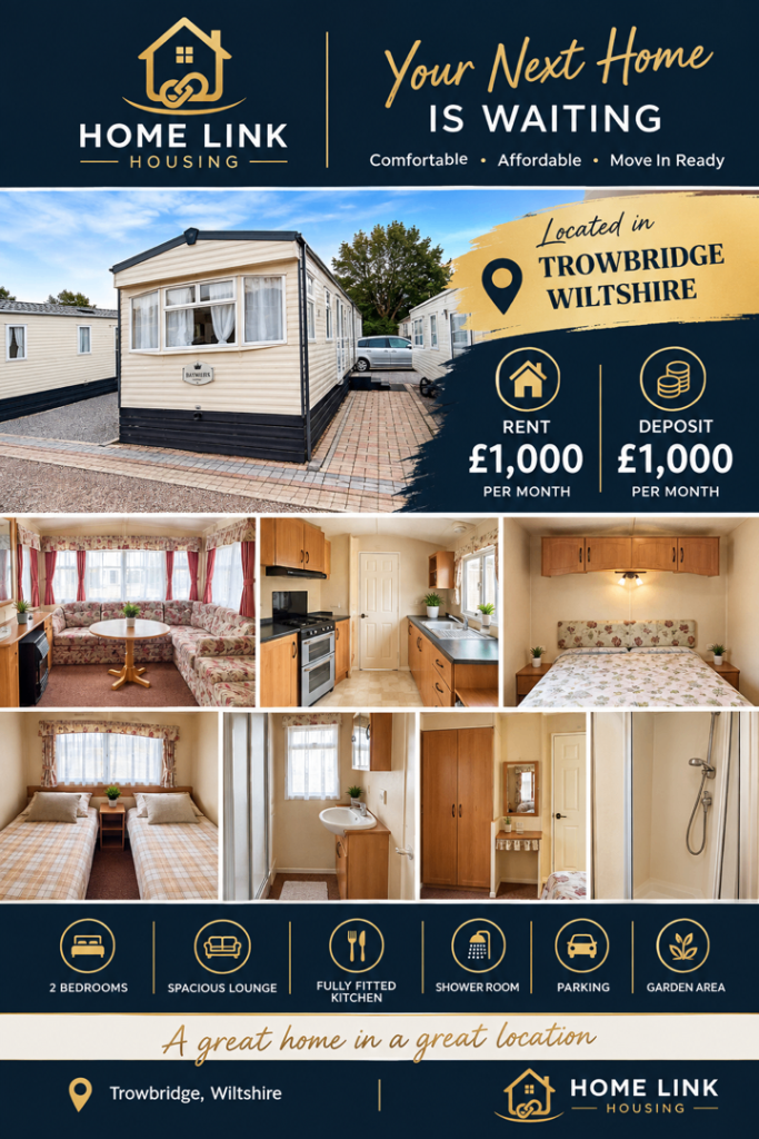 2-Bedroom Static Caravan – Trowbridge, Wiltshire DDS ACCEPTED. Call and ask for Macie.