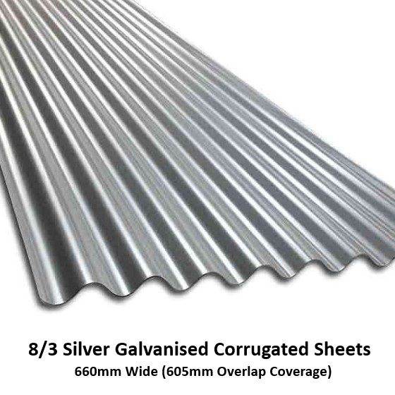 Silver Galvanised Corrugated 8/3 Sheet 
