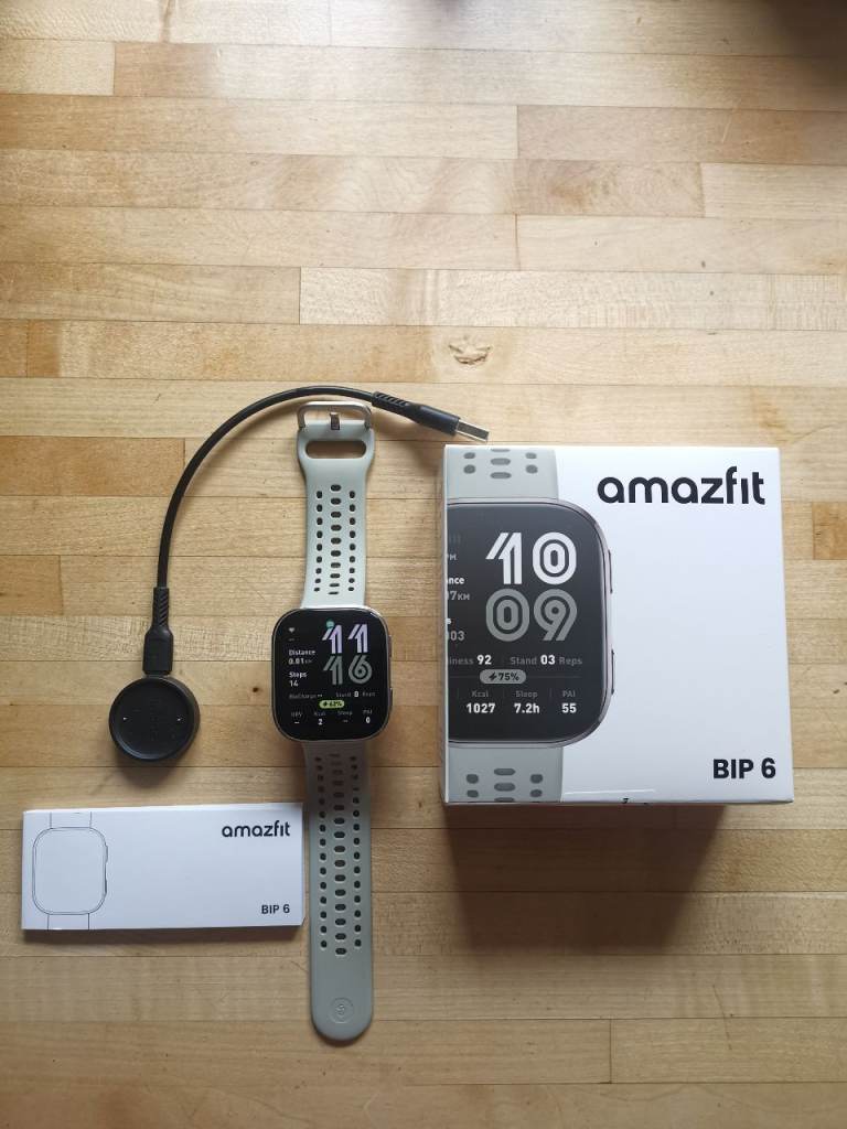 Amazfit BIP 6 Smartwatch Health tracker – Stone silicone strap - As New