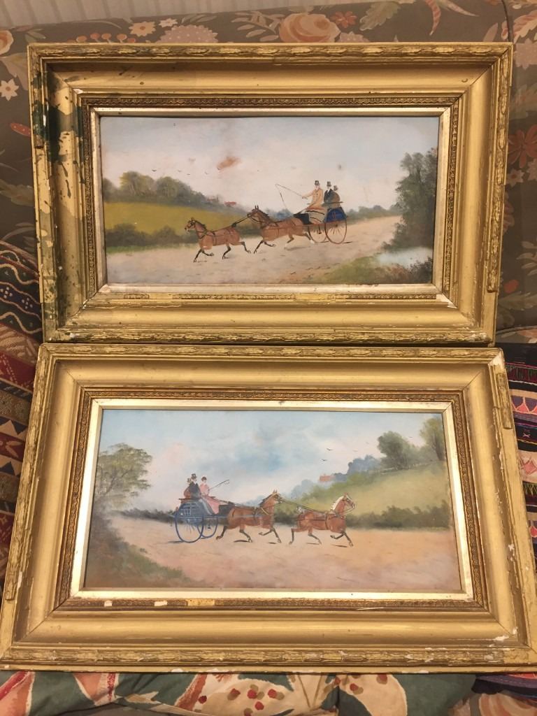 Pair original Philip H Rideout 1908 paintings in frames