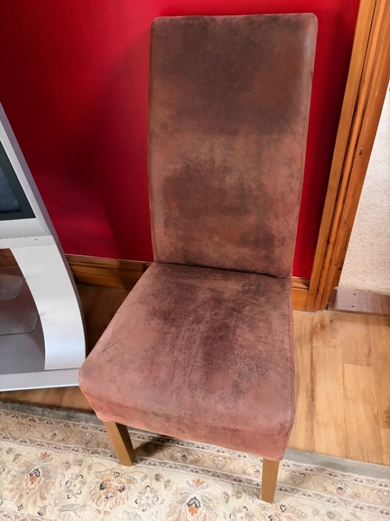 8x brown suede dining chairs 