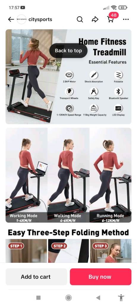 image for Treadmill Citysports Foldable 