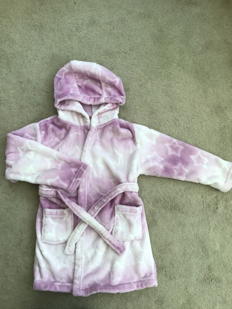 Matalan’ Purple White Stars Dressing Gown, Age 7 Years