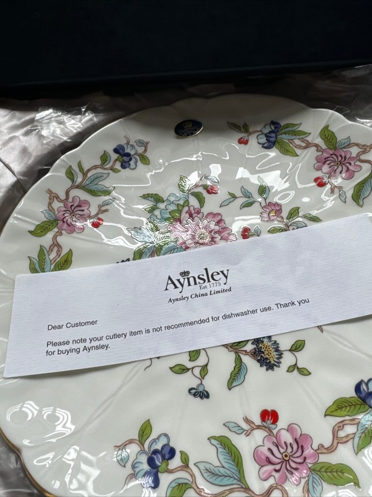 image for AYNSLEY Pembroke NEW in box never used cake plate and knife 