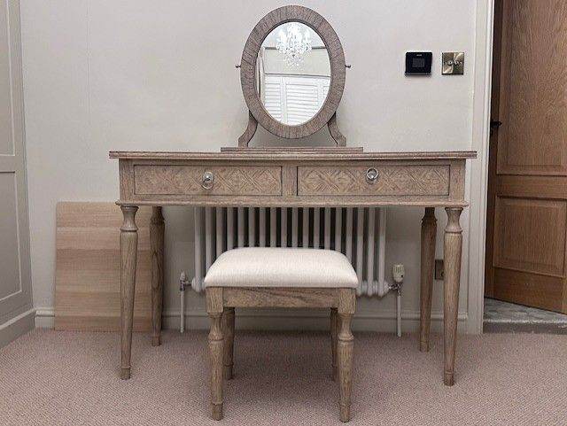 Cox and Cox Geometric Parquet dressing table with stool and mirror