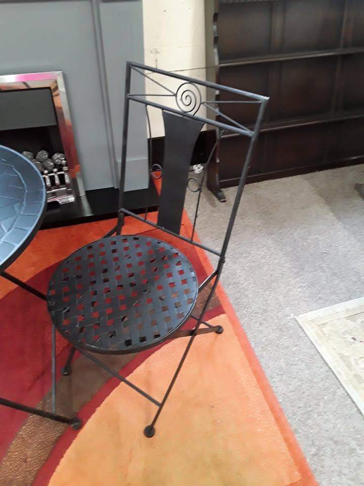 Black cast iron folding garden bistro table 2 chairs Low Cost Moves used Items STALYBRIDGE SK15 3DN
