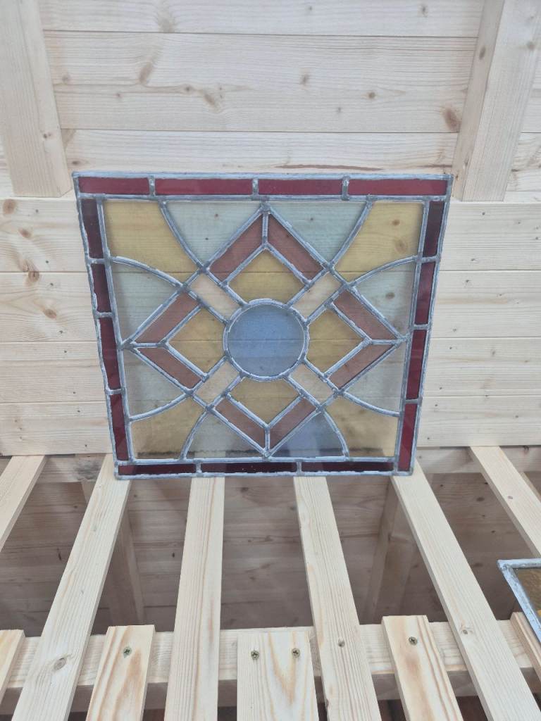Stained glass window with leadwork