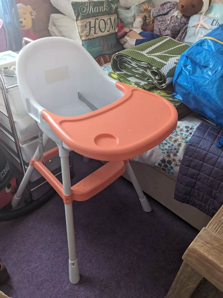 Sturdy Baby High Chair with Orange Tray – Good Condition