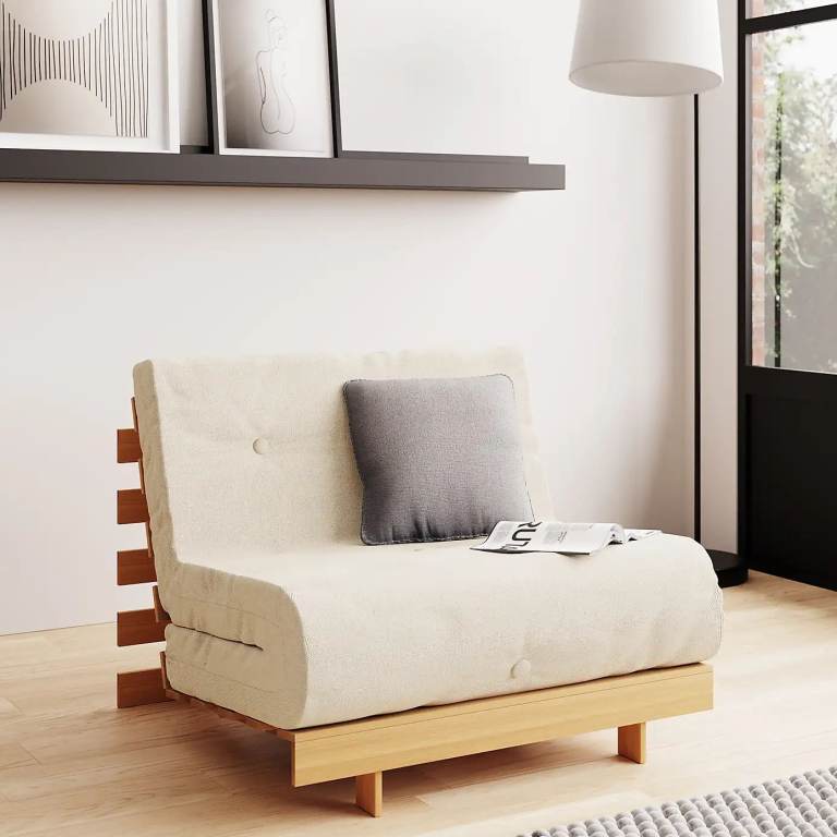 Dunelm Mito Single Futon – Like New £100 (£195 RRP)  Beige / Natural