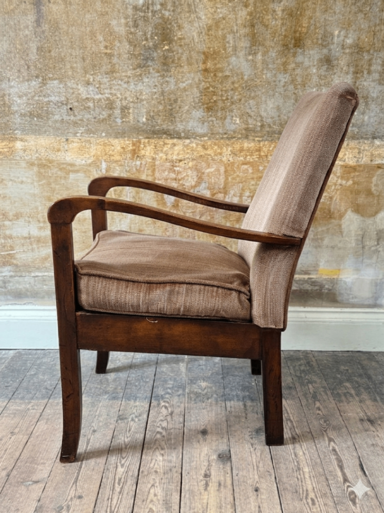 1930s / 1940s Art Deco Armchair Original Upholstery Walnut Lounge Chair 🚚