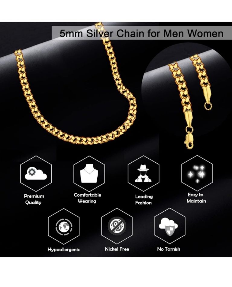 Bnip Godlovu Gold Chain for Men, 5MM Diamond Cut Mens Gold Chain Fashion Miami Cuban Link Chain