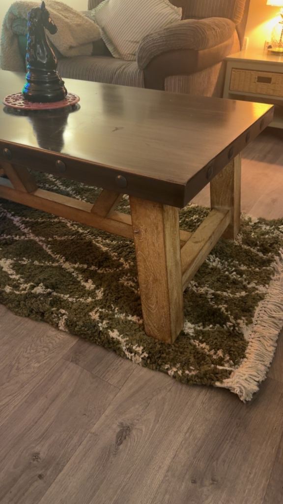 Industrial style oak & zinc coffee table