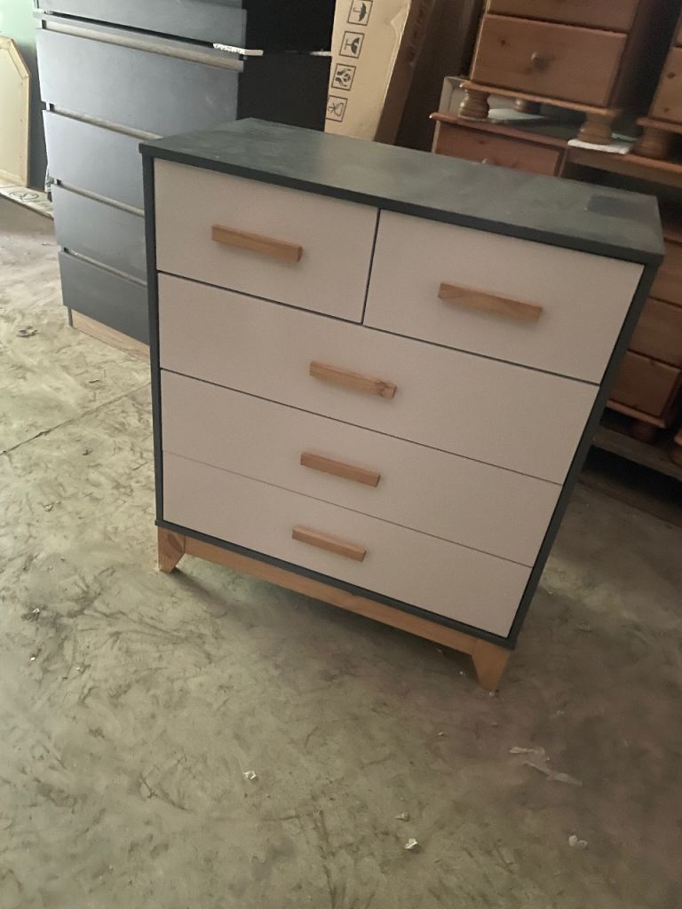 Stylish Grey & White Chest of Drawers