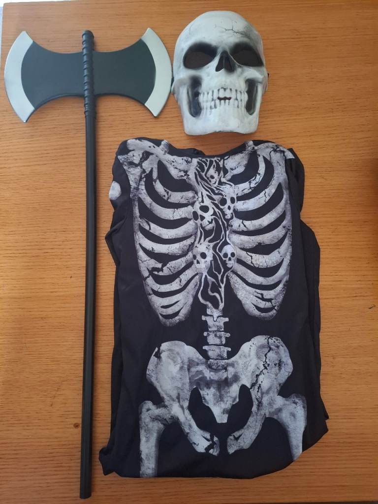 Kids Skeleton Costume with Mask and Axe - Age 9-10