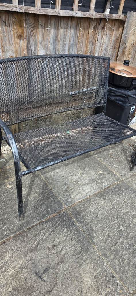 Metal Garden Bench – Black, Fair Condition