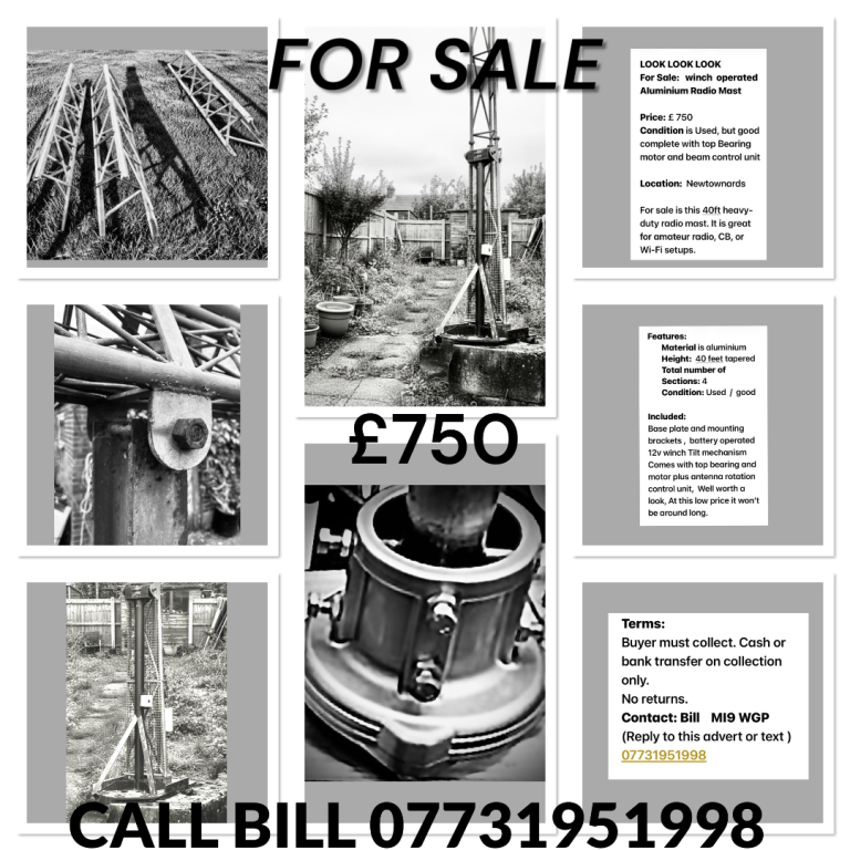 40ft Heavy-Duty Radio Mast – Winch Operated, Aluminium