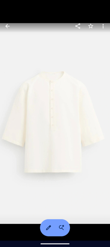 Unworn Cream Collarless Blouse - Half Sleeve
