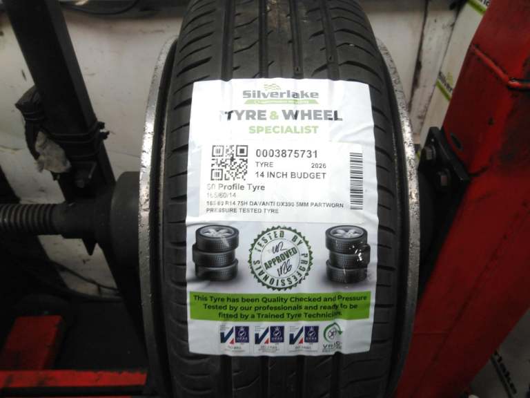 165 60 R14 75h Davanti Dx390 5mm Partworn Pressure Tested Tyre
