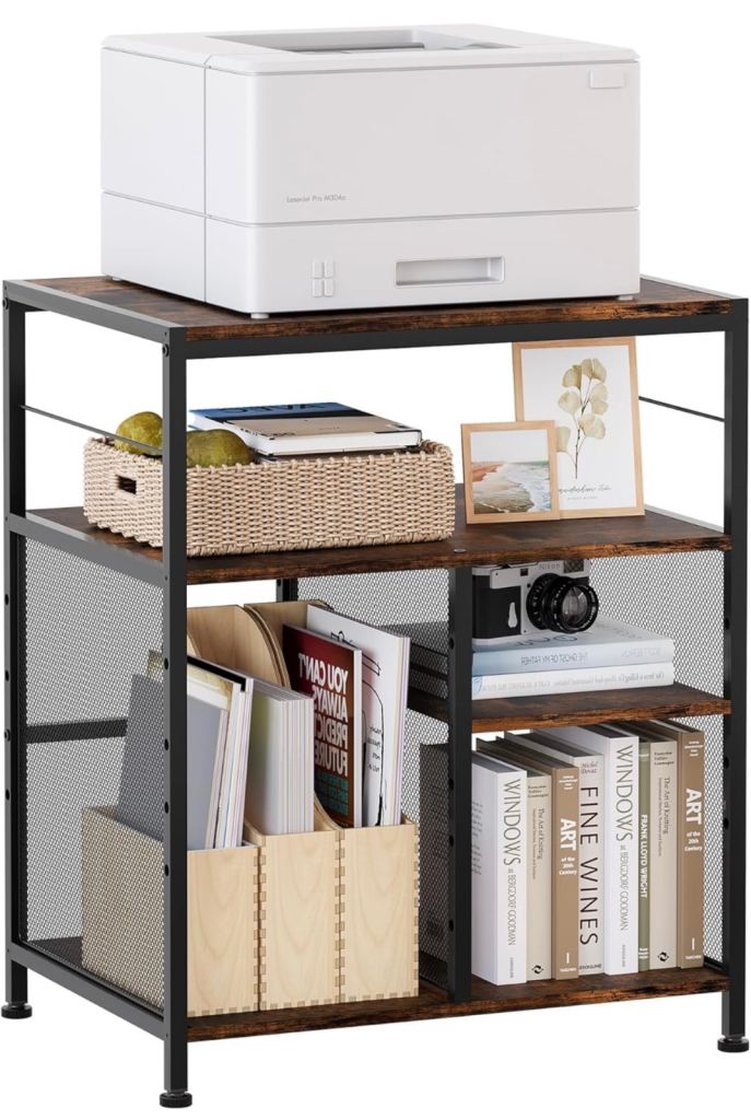 New Metal and Wood Storage Shelf Unit – Rustic Brown
