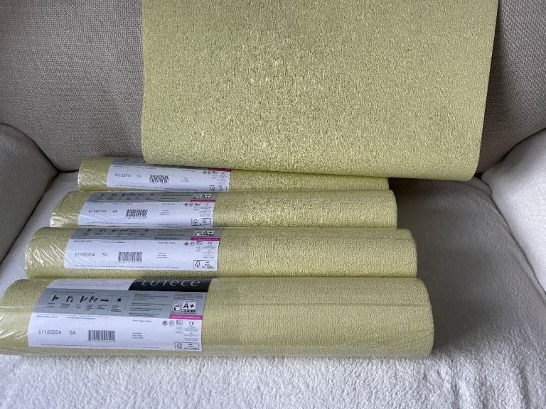Lutece Textured Wallpaper - 5 NEW Rolls, Pale Yellow