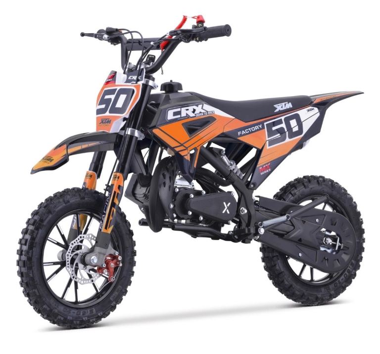 XTM CRX 2025 Kids 49cc 50cc Petrol 2-Stroke Mini Dirt Bike Colour-Coded Orange