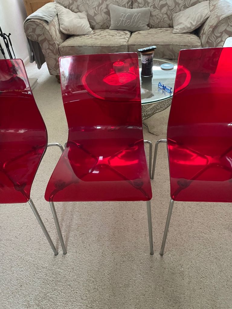 chairs x 4 in red Perspex 