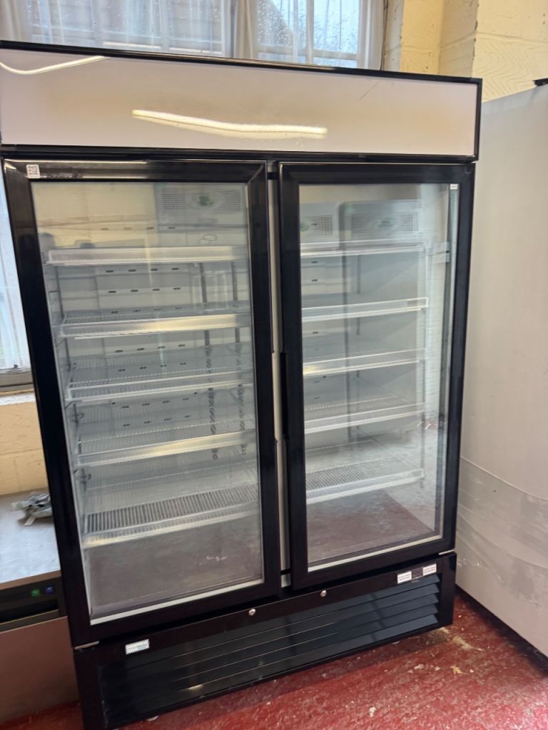 Commercial upright Double Display freezer for shop cafe restaurant 