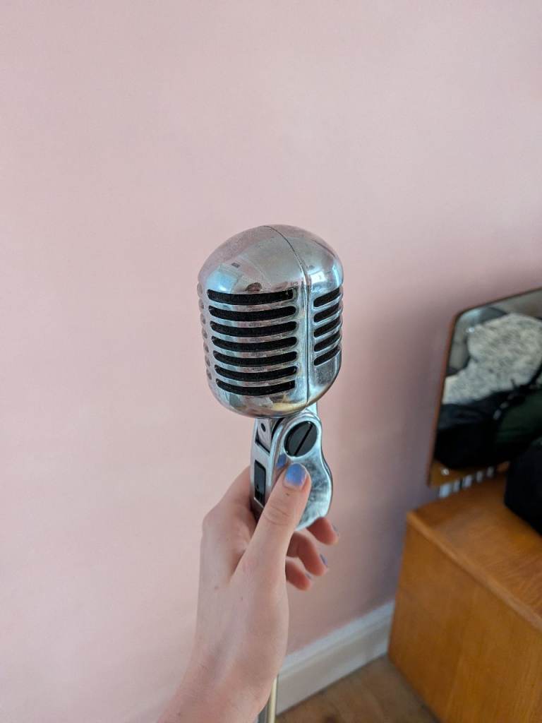 Vintage-style Chrome Microphone - Good Condition