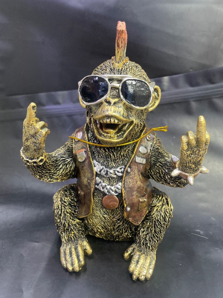 Cool Punk Rock Monkey Ornament with Sunglasses