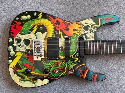 Electric Guitar with Skull & Dragon Design