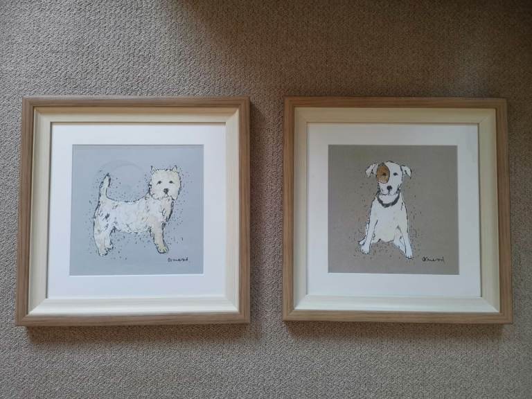 West Highland Terrier Mounted and Framed Print + free matching Jack Russell print 