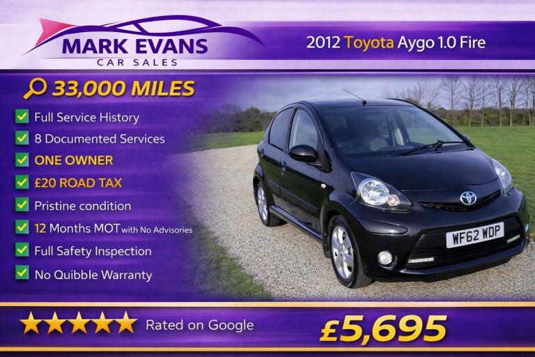 2012 Toyota AYGO 1.0 VVT-i Fire 5dr HATCHBACK Petrol Manual