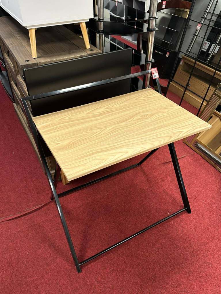 Compact Folding Office Desk - Black & Oak
