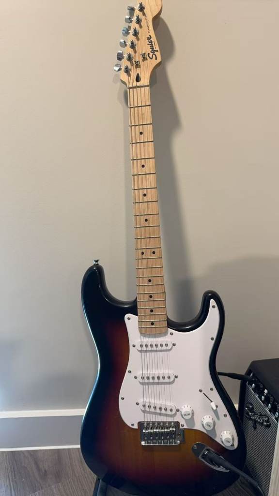 Squier Stratocaster Electric Guitar with Amp - Good Condition