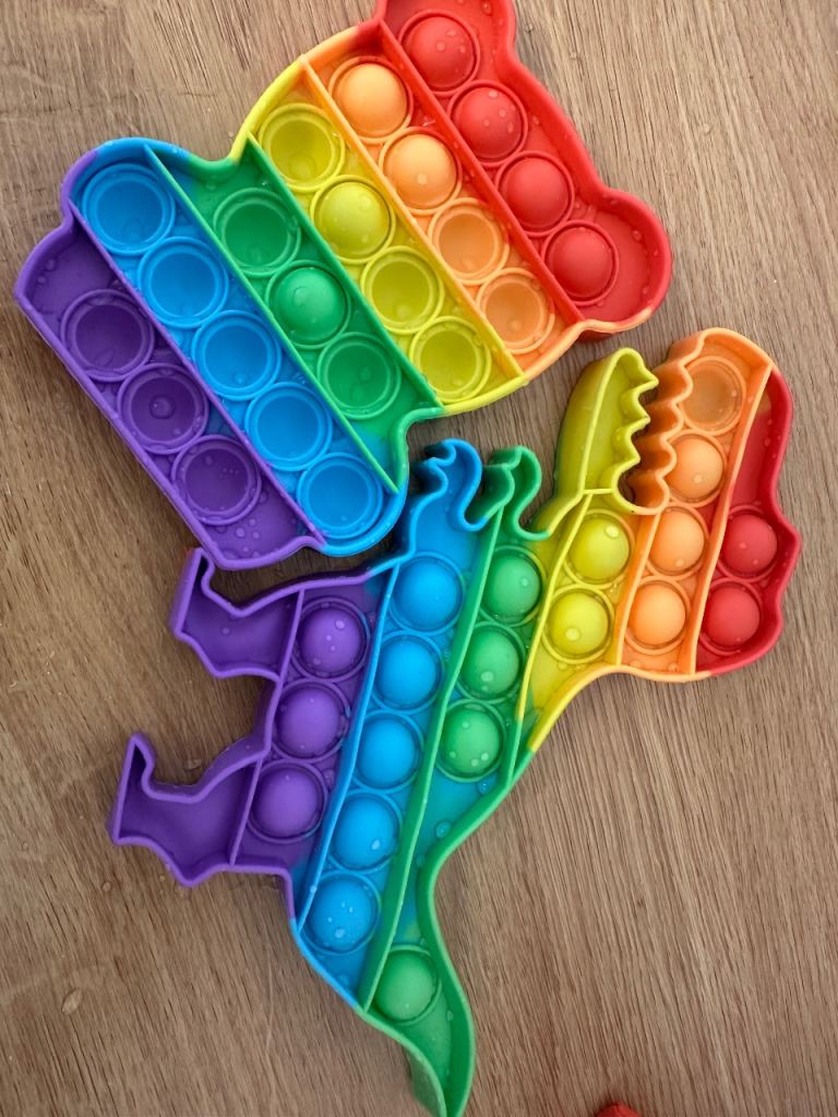 Rainbow Pop It Fidget Toys - bear and Dinosaur Shapes, As Good As New