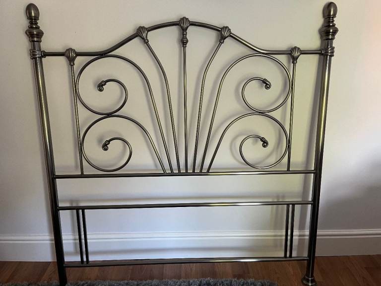 image for Double Bed Metal Ornate Headboard