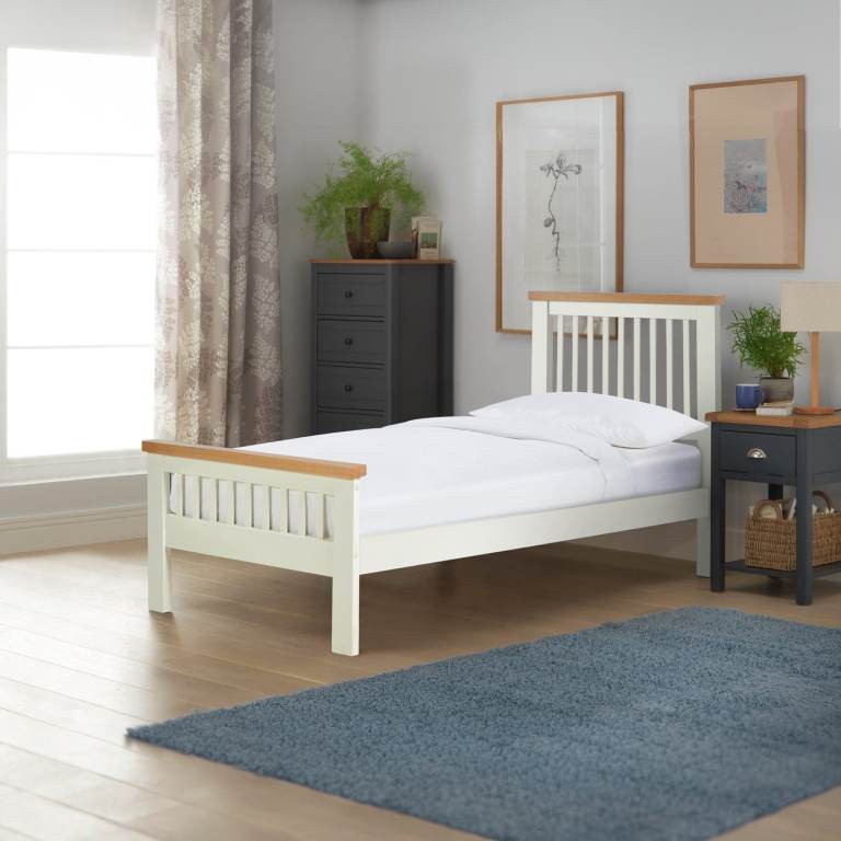 Aubrey Single Wooden Bed Frame - Two Tone