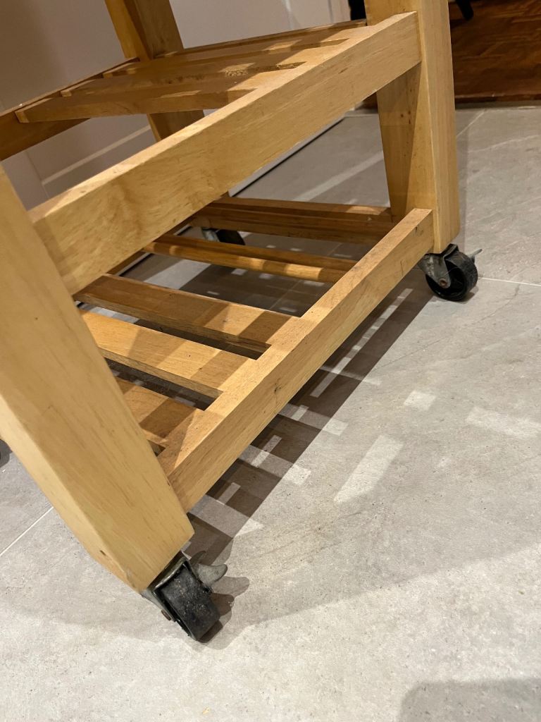 Wooden Kitchen Trolley with black granite top