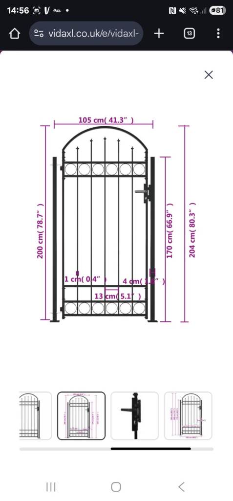BLACK Fence Gate with Arched Top