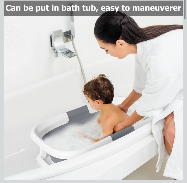 Baby Bath Foldable Tub Collapsible Bathtub Baby Bath Essentials for Newborn with Seat Support