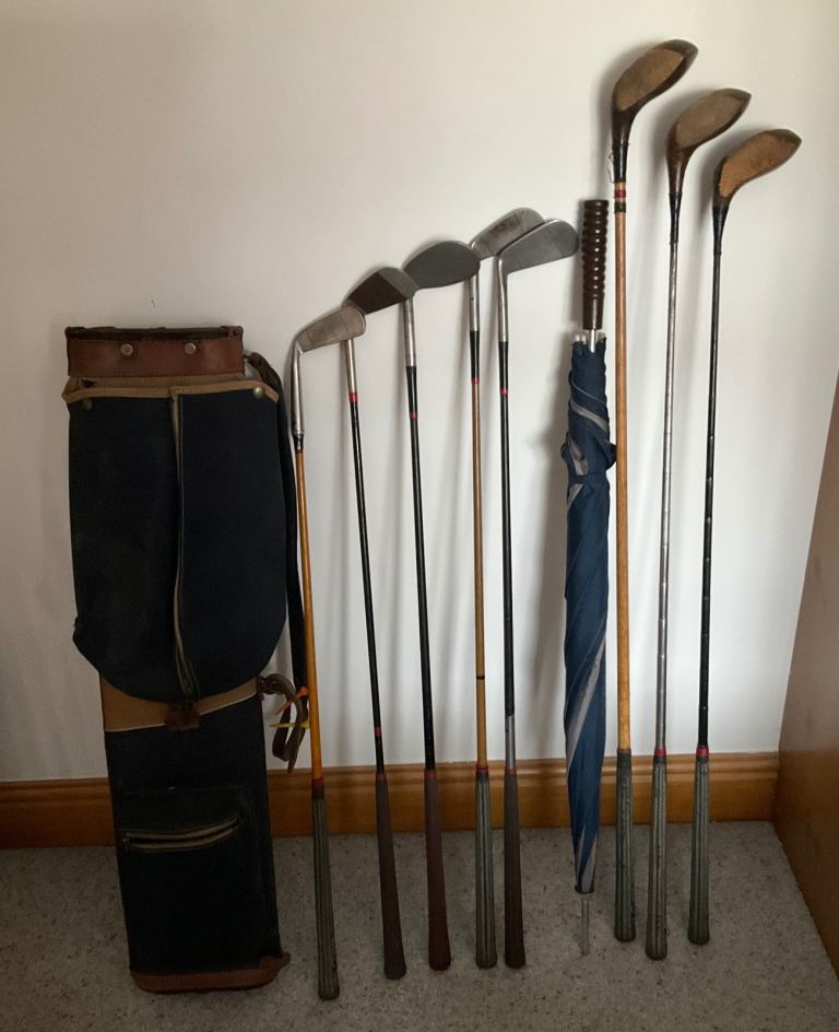Assorted golf equipment and carry bag