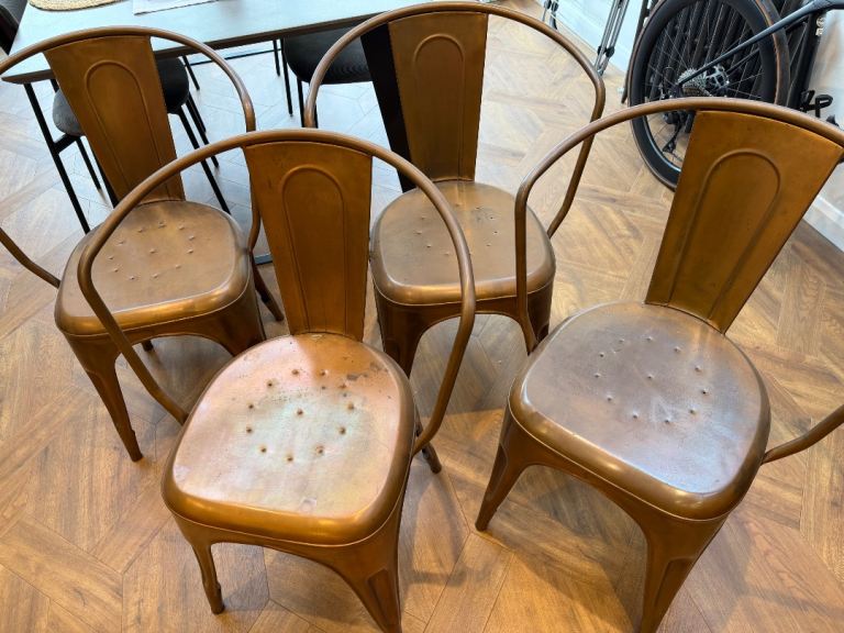 4x Copper metal chairs 