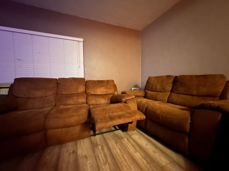 Large Recliner Sofa Set – Brown Suede 