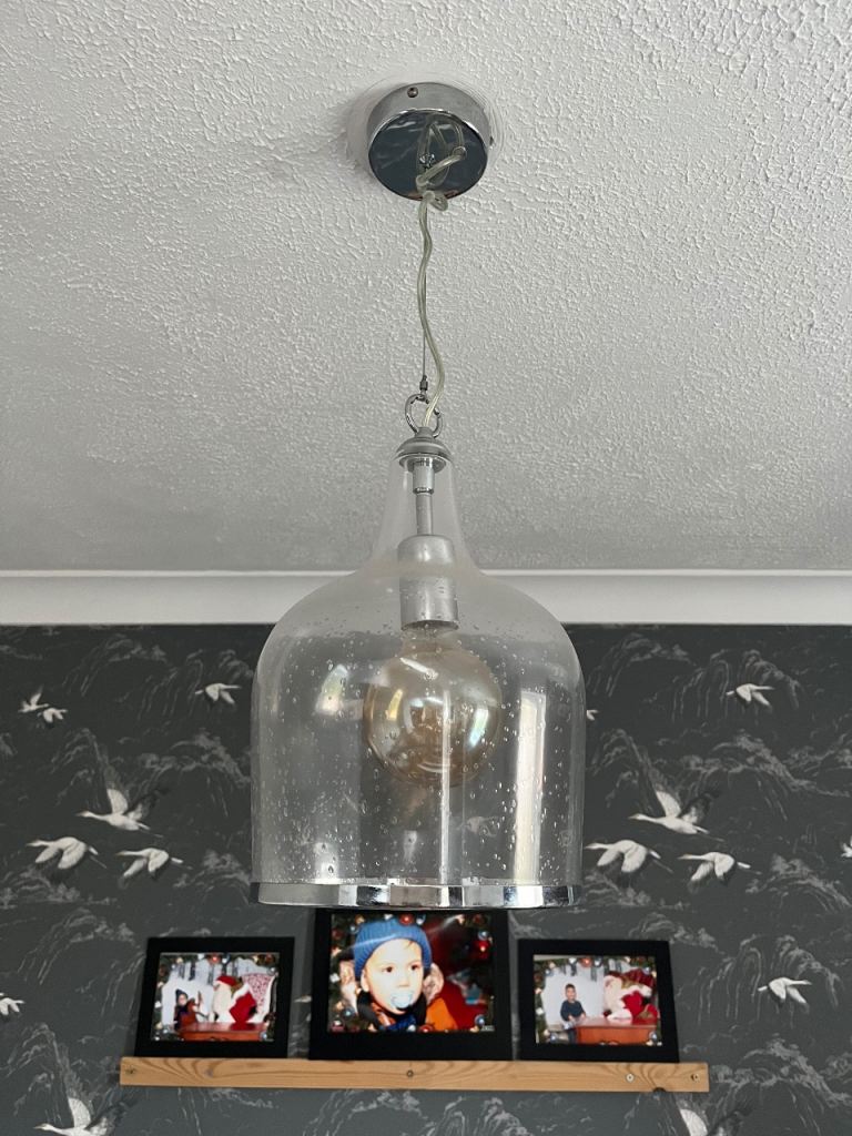 Set of two silver pendant lights 