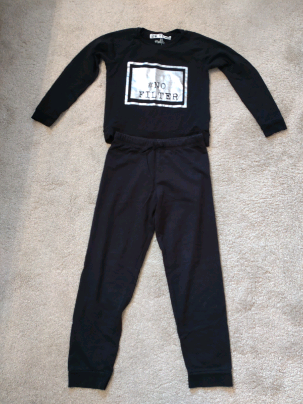 Marks & Spencer Black & Silver #No Filter Pyjamas 8-9 Years