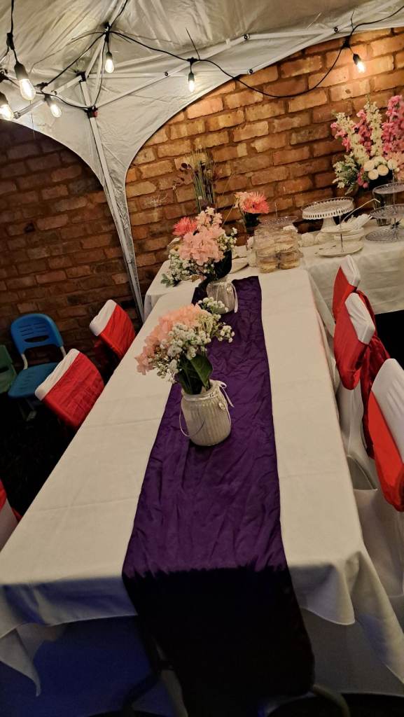 Table and chairs setup for party