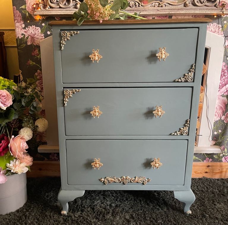 Lovely Slate Grey Chest of Drawers Newly Up-cycled.