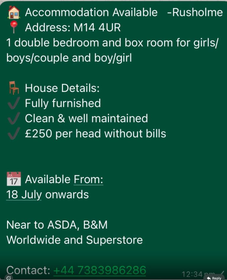 Accommodation available 