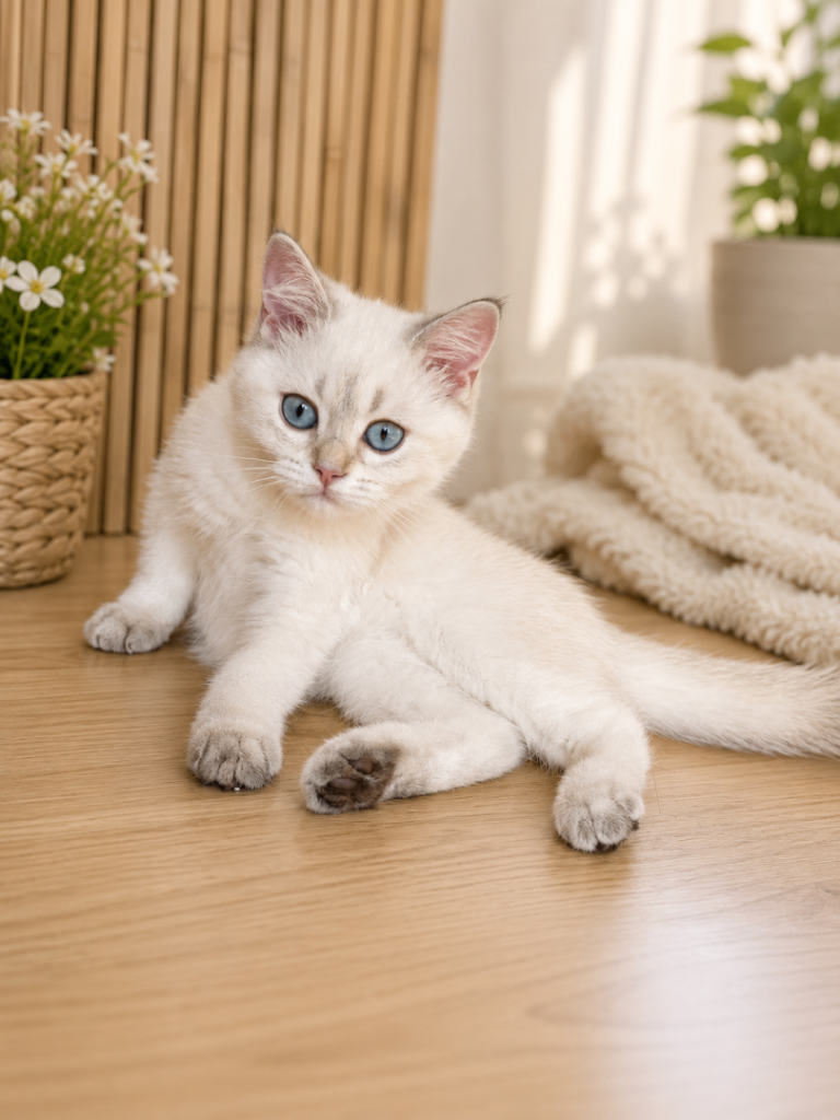 vaccinated Beautiful White Colourpoint Kittens with Blue Eyes – Male & Female