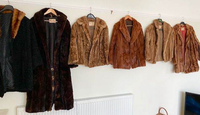 VINTAGE FUR COATS, 1950S, RETRO PERIOD THEATRE TV FANCY DRESS PROPS, CHARITY LISTING